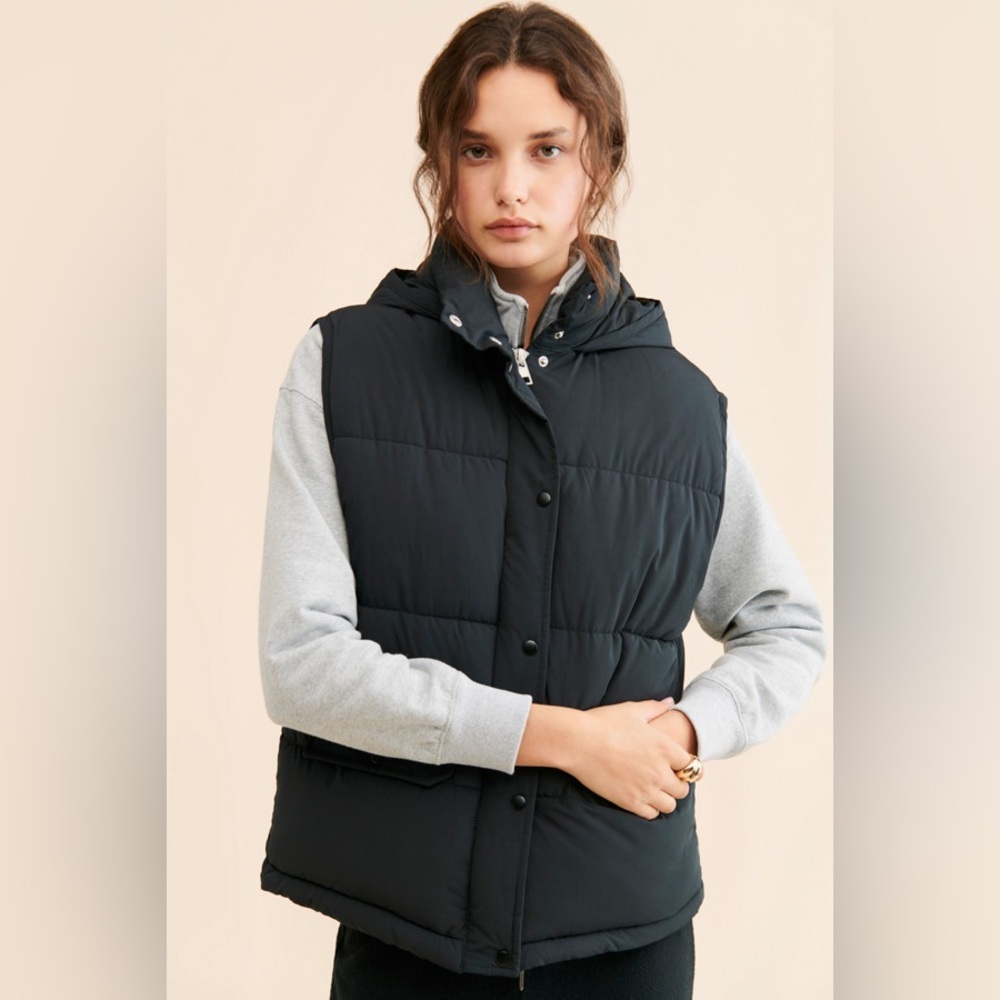 Free People Dreamers Black Puffer Vest